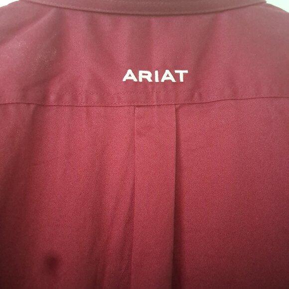 Ariat Boys Burgundy Team Logo Long Sleeve Western Shirt M 10-12 - Picture 4 of 9